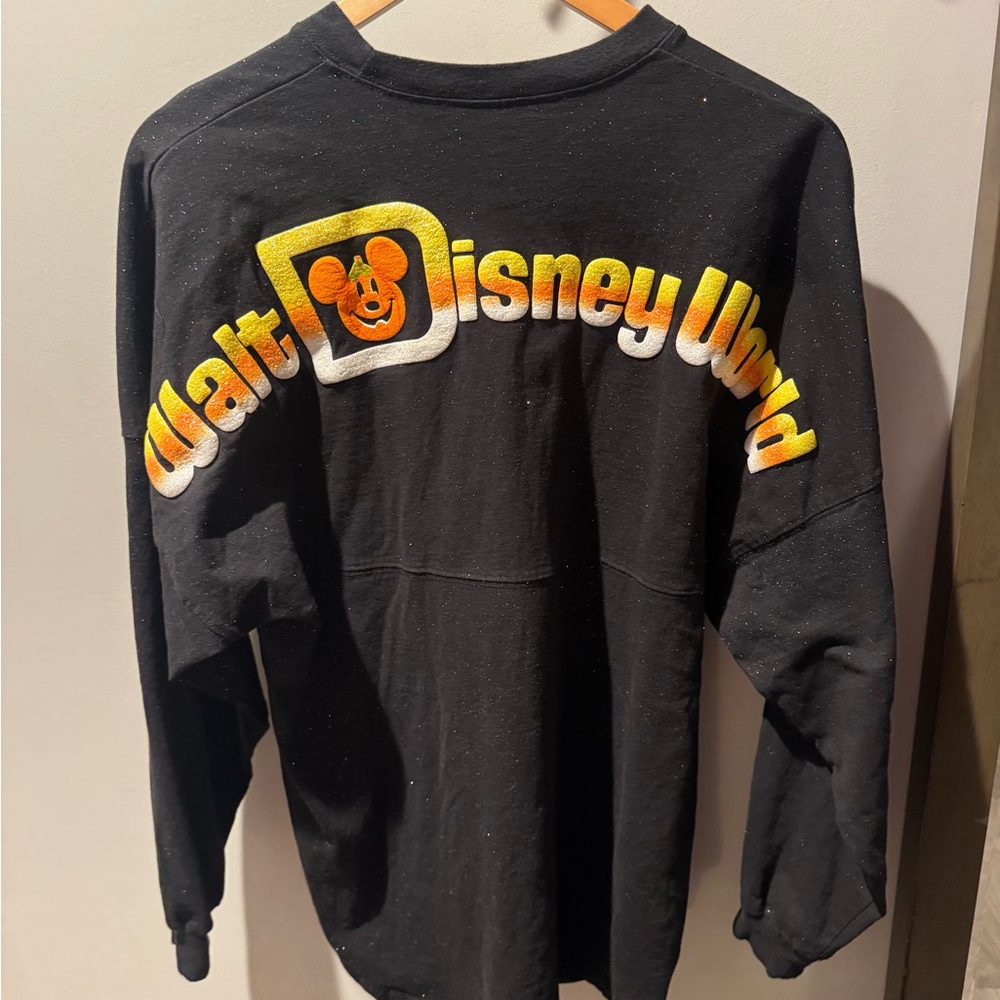 2019 Walt Disney World Spirit Jersey Halloween Candy Corn Black Glitter Size M